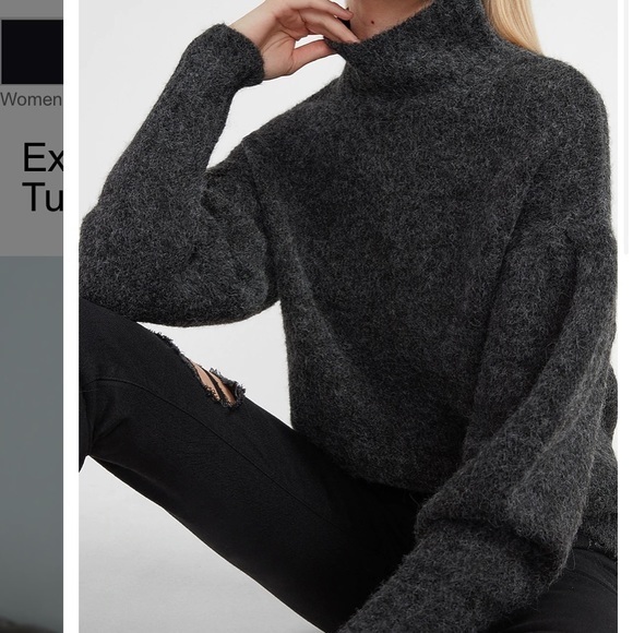 Express X You Chunky Turtleneck Sweater grey express women's jumper wool winter - Picture 4 of 5
